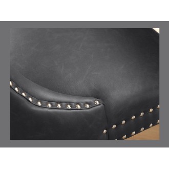 Zoom sur l'assise de la chaise REGINA grise et marron foncé