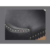 Zoom sur l'assise de la chaise REGINA grise et marron foncé