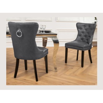 Chaise REGINA grise et marron foncé vue de dos