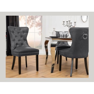 Chaise REGINA grise et marron foncé mise en situation