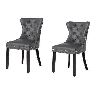 Lot de 2 chaises REGINA grise et marron foncé