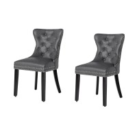 Lot de 2 chaises REGINA grise et marron foncé