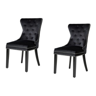 Lot de 2 chaises REGINA noires en velours