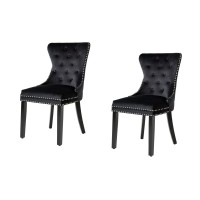 Lot de 2 chaises REGINA noires en velours
