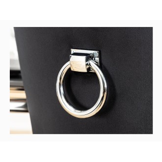 Lote de 2 sillas Chesterfield REGINA negras en terciopelo capitonado – Anillo plateado, clavos decorativos y patas de madera de 
