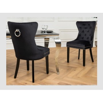 Chaise REGINA noire en velours vue de dos