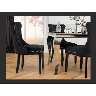 Chaise REGINA noire en velours vue de côté