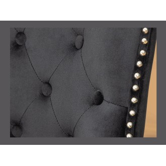 Lote de 2 sillas Chesterfield REGINA negras en terciopelo capitonado – Anillo plateado, clavos decorativos y patas de madera de 