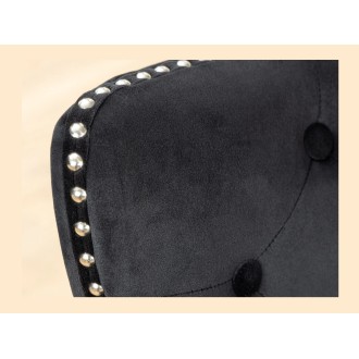 Zoom sur le dossier de la chaise REGINA noire en velours