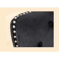 Zoom sur le dossier de la chaise REGINA noire en velours