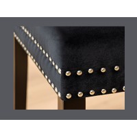 Zoom sur l'assise de la chaise REGINA noire en velours