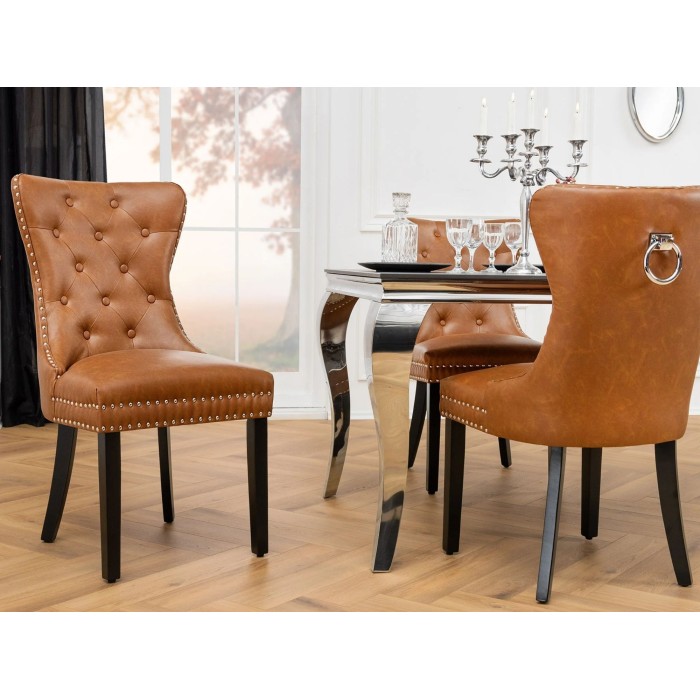 Chaise REGINA caramel vue de face