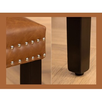 Zoom sur les détails du bas de la chaise REGINA caramel
