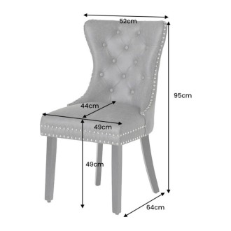 Set von 2 Chesterfield-Stühlen REGINA in karamellfarbenem Kunstleder – Silberring, dekorative Nägel und schwarze Beine