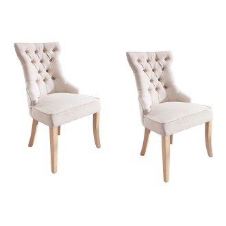 Lot de 2 chaises REGINA beige en lin