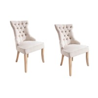 Lot de 2 chaises REGINA beige en lin