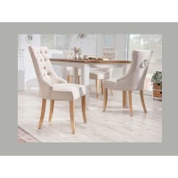 Chaise REGINA beige en lin vue de côté