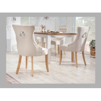 Chaise REGINA beige en lin vue de dos