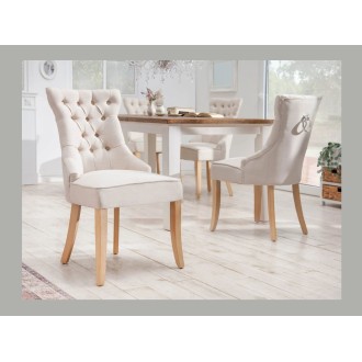 Chaise REGINA beige en lin mise en situation