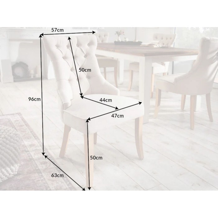 Chaise REGINA beige en lin dimensions