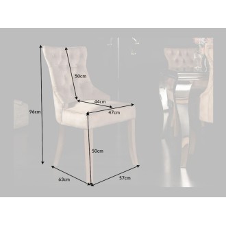 Chaise REGINA cappuccino en velours dimensions