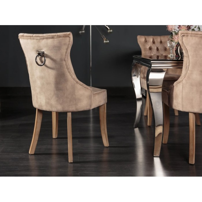 Chaise REGINA cappuccino en velours vue de dos