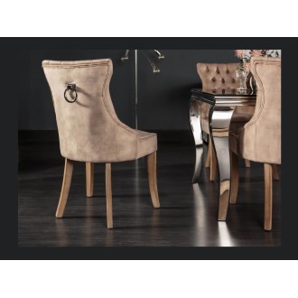 Chaise REGINA cappuccino en velours vue de dos