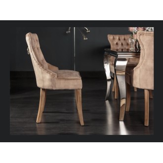 Chaise REGINA cappuccino en velours vue de côté