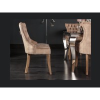 Chaise REGINA cappuccino en velours vue de côté