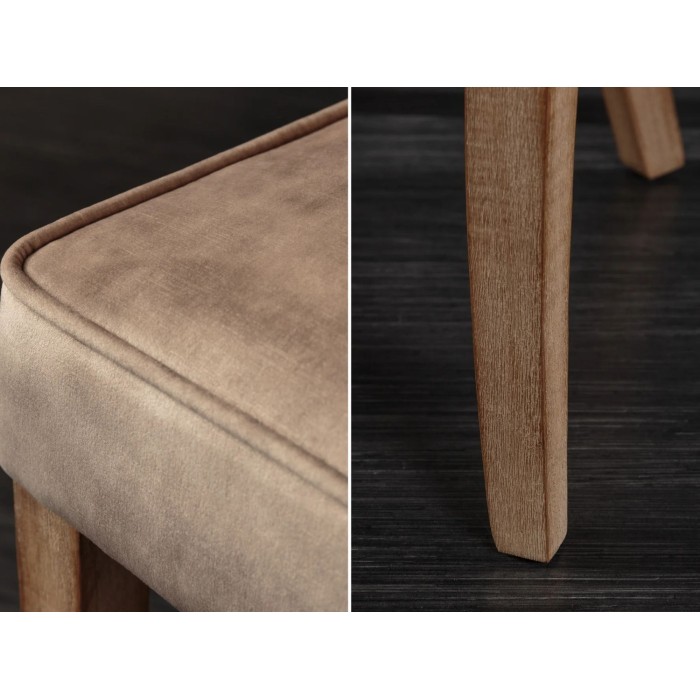 Zoom sur les détails de la chaise REGINA cappuccino en velours