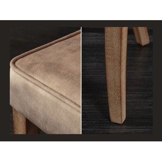 Zoom sur les détails de la chaise REGINA cappuccino en velours