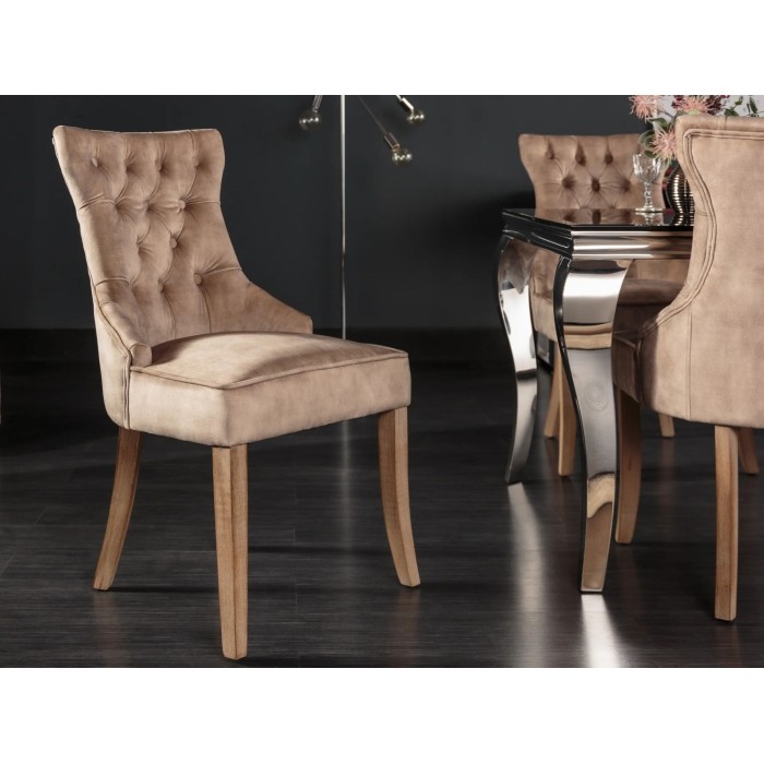 Chaise REGINA cappuccino en velours vue de face