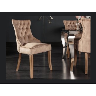 Chaise REGINA cappuccino en velours vue de face