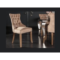 Chaise REGINA cappuccino en velours vue de face