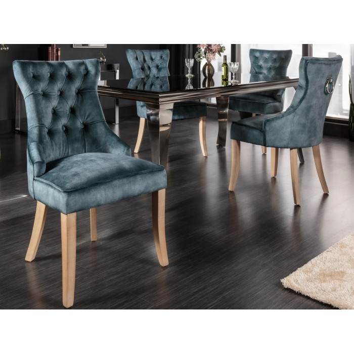 Chaise REGINA bleue grisée mise en situation