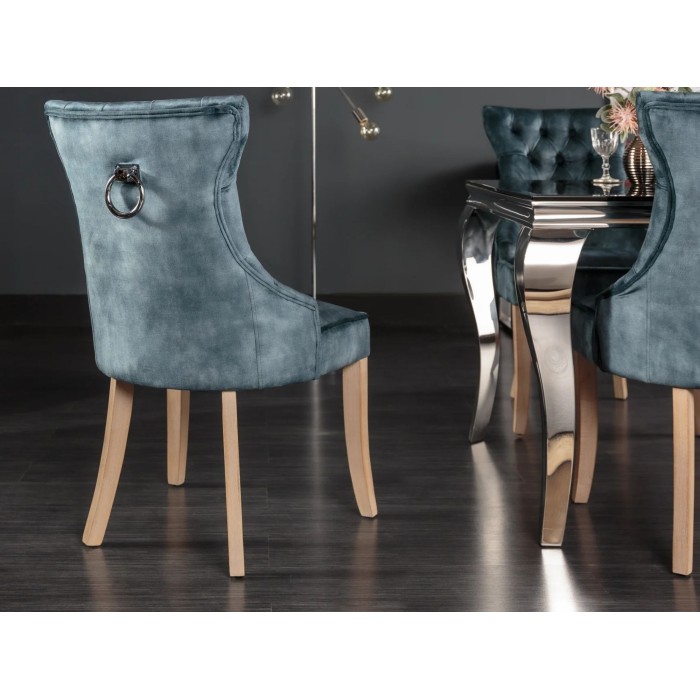 Chaise REGINA bleue grisée vue de dos