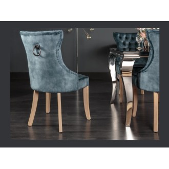Chaise REGINA bleue grisée vue de dos