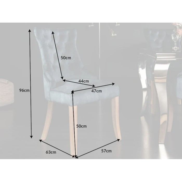 Chaise REGINA bleue grisée dimensions