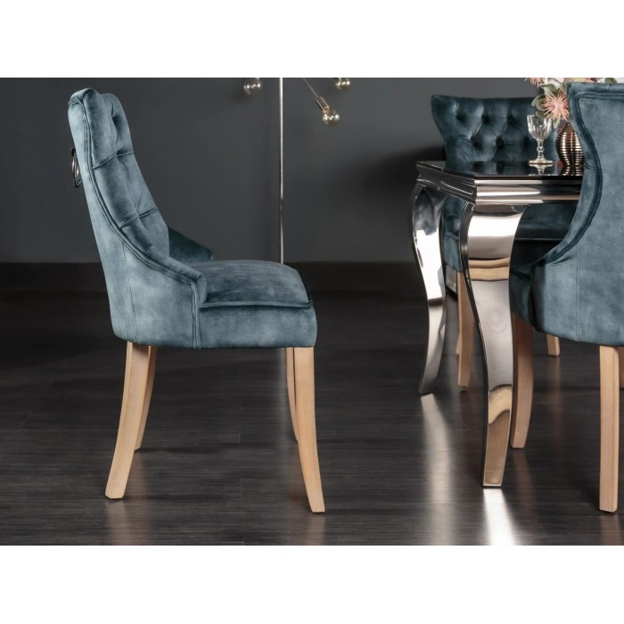 Chaise REGINA bleue grisée vue de côté
