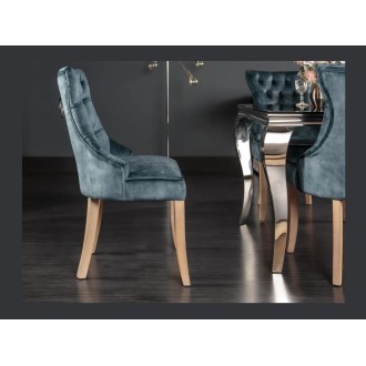Chaise REGINA bleue grisée vue de côté