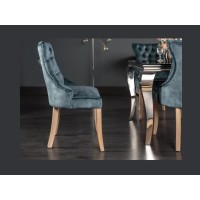 Chaise REGINA bleue grisée vue de côté