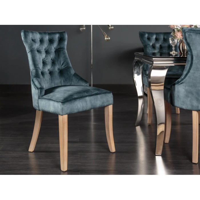 Chaise REGINA bleue grisée vue de face