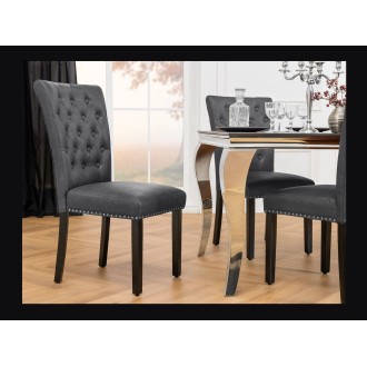 Chaise REGINA noire en cuir vue de face