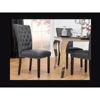 Chaise REGINA noire en cuir vue de face