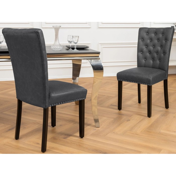 Chaise REGINA noire en cuir vue de dos