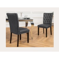 Chaise REGINA noire en cuir vue de dos