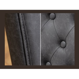 Zoom sur les détails de la chaise REGINA noire en cuir