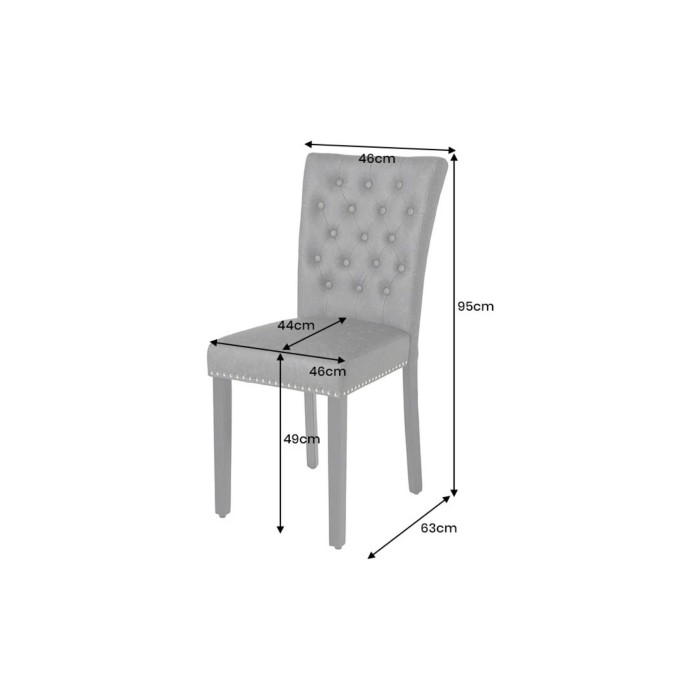 Chaise REGINA noire en cuir dimensions