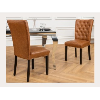 Chaise REGINA caramel en cuir artificiel vue de dos