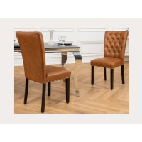 Chaise REGINA caramel en cuir artificiel vue de dos